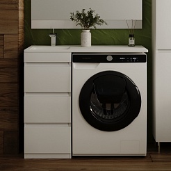 Style Line Тумба с раковиной Даллас 100 L Люкс Plus 3 ящика белая – фотография-2